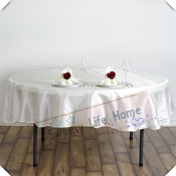 Free shipping 10pcs 72inch Ivory color satin tablecloths Round table Covers wedding table spread party decorations