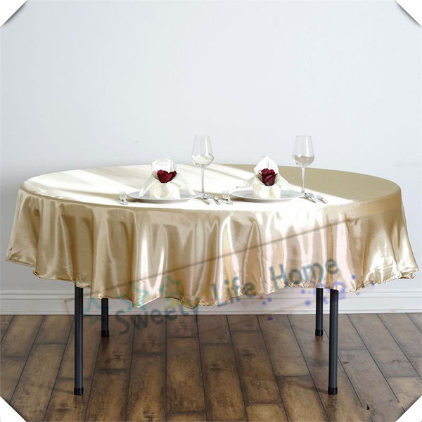 Free shipping 10pcs 72inch satin tablecloths Champange Round table Covers table spread for Wedding Event Party Hotel Decoration