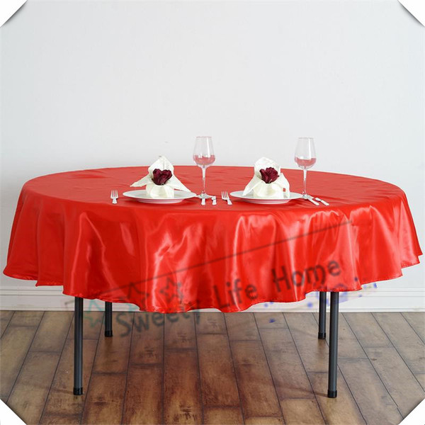 Free shipping 10pcs 57inch satin tablecloths Round table Covers Red table spread party decorations many color can choose