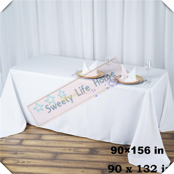 10pcs 90inch*132inch Free shipping Cheap 100% polyester table cloths/White Rectangular table cover/wedding tablecloth/oblong table skirt