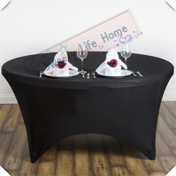 Cheap price 150CM Lycra Round table cover Free shipping wedding spandex Cocktail tablecloths Banquet Black Strech table cloth