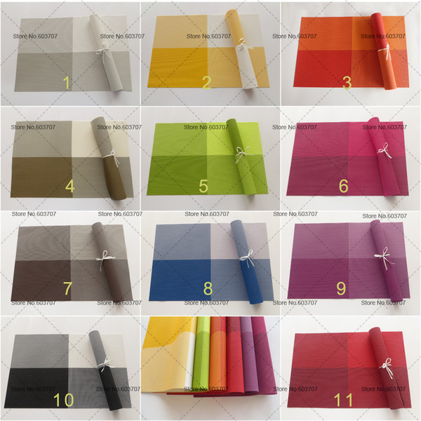 100pcs/Lot 11 Colors Christmas Placemats For Dining Table PVC Hit Colors Cup Coaster 30*45cm For Kitchen Accessories