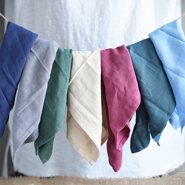 10pcs New simple plain cotton and linen napkin pad plain tea towel cup towel heat insulation pad cover cloth napkin