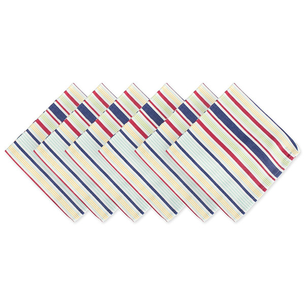 100% Cotton, Oversized Basic Everyday 20 x 20 Napkin, Set of 6, Surf Stripe Table Napkin