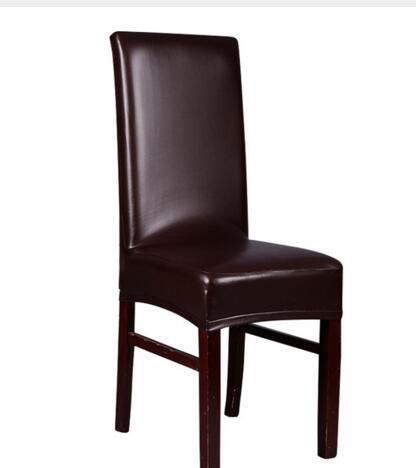 Brown Leather PU Chair Covers Elastic Deep Office Chair Covers For Weddings Banquet Home Hotel Dining Chair Seat CoversAEI-054