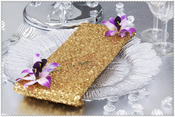 50PCS 40cm*40cm Gold Sequin table Napkin/Nice wedding Napkins/Party events Handkerchief for Dinner and Banquet/Free shipping