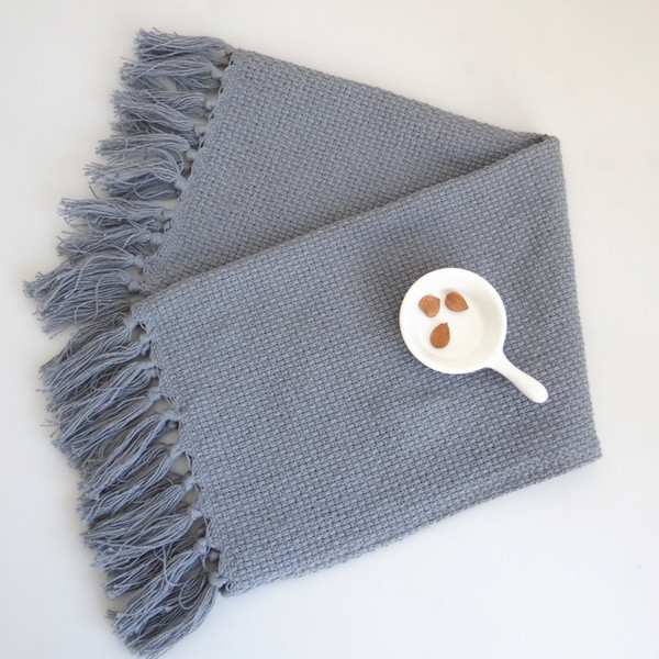 38X60CM new home kitchen fabric cotton gray material handmade tassel napkin baking gourmet western food cloth