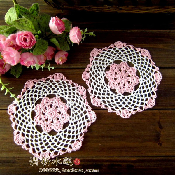 Beautiful Fresh water handmade crochet 100% cotton woven pattern decoration mat disc pad table mat color block multicolour