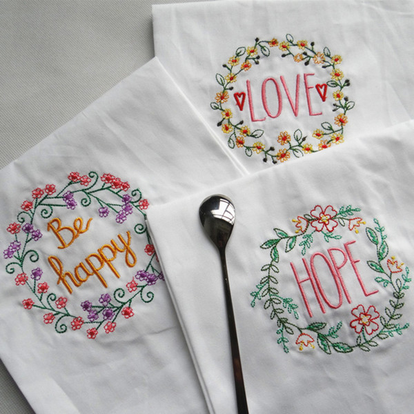 60 Pieces/lot High-quality Embroidered Tea Towels Cotton Napkins Table Napkins Home Kitchen Servetten Wedding Cloth Napkins 45*70cm