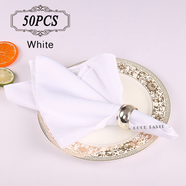 50pc/Lot Shipping FREE Napkins/ 100% Polyester Cloth White Black Wedding Table Napkins in Event & Wedding Supplies 50x50cm Dinner Napkins