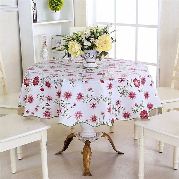 Home Decor 152cm Pastoral Floaral Round Picnic Water Resistant Oil-proof Tablecloth Household Table Cover Table Cloth