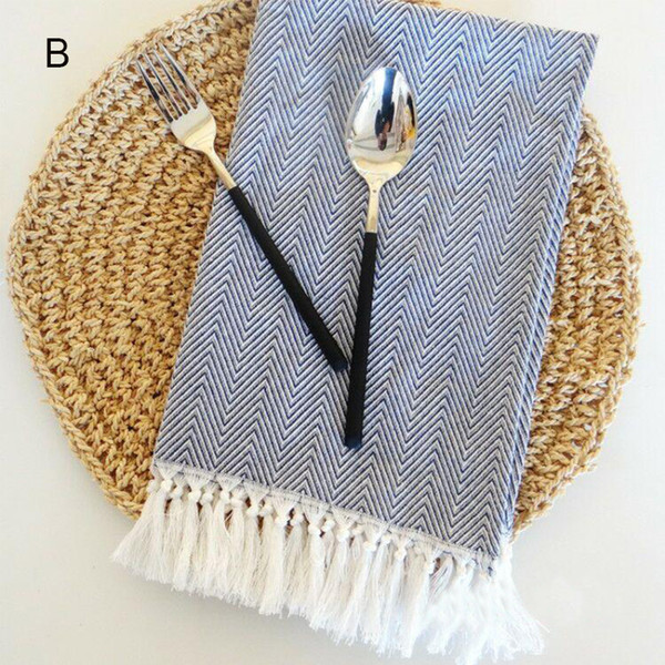 Cotton Yarn Dyed Dish Towel With Hand-made Tassel Napkin Tea Towel Dishtowel Kitchen Towel Cleaning Cloth Multi