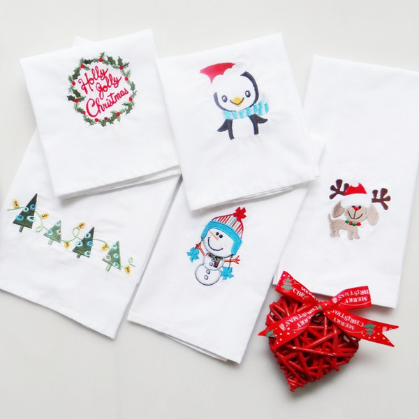 Water Uptake Table Napkin Household Tea Towel Tree Christmas Snowman Embroider Dinner Cloth Hot Sale 4 5sd C