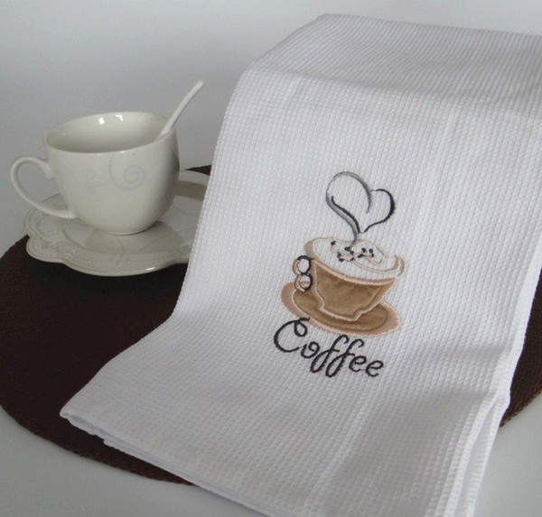 New 50x70cm White Waffle Embroidery Coffee Cherry Table Napkins Cloth Home Kitchen Tea Towels Photography Props Pads