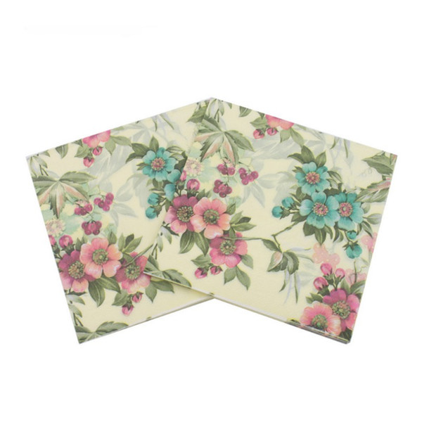 Event Party 33cm * 33cm 20pcs / pack / lot Table Napkin Beauty Printed Tissue Feature Decoration Pink Paper Napkins