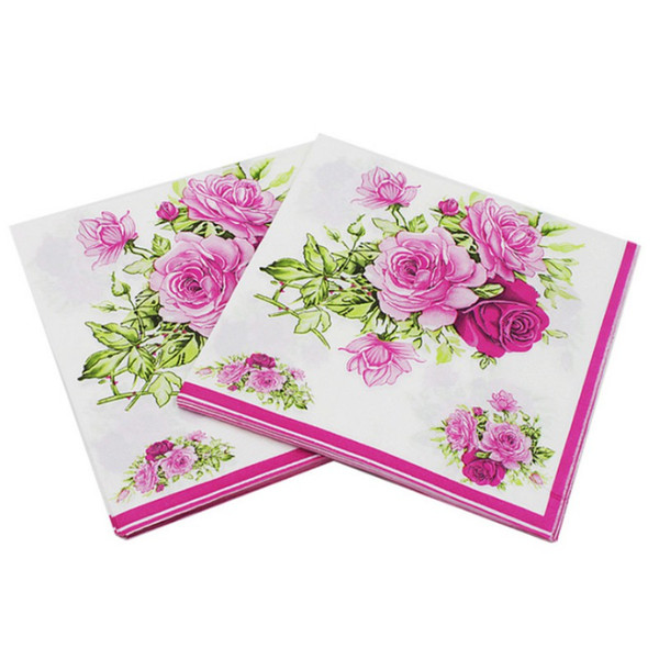 Event & Party Tissue Birthday Flower With Ring Paper Napkins Wedding Napkin Supply Party Decoration 33*33cm 20pcs/pack/lot