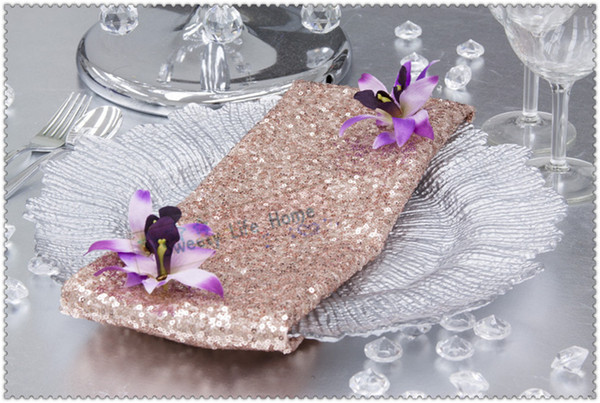 New products Nice looking Rose Gold Sequin table Napkin/Hotel Napkins/Party events Handkerchief for Dinner and Banquet/Free shipping