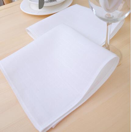 12 PCS/LOT White Cotton Napkins Fine White Poly Cotton Table Dinner Napkins 42*42CM(16.5x16.5 inch) For Party Wedding