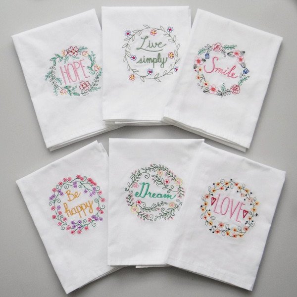 Wholesale 10 Piece Embroidery Wedding Serviette Super-Absorbent Cotton Plain Tea Towel Glass Concise Upscale Home Cloth Table Napkin 45*70cm