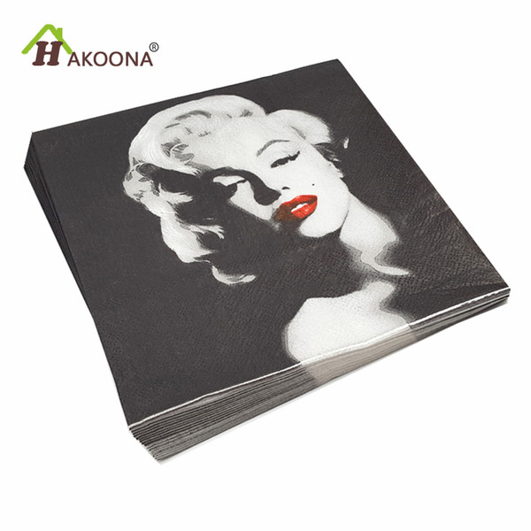 HAKOONA 60 PCS Decoupage Vintage Marilyn Monroe Printed Disposable Paper Towels Hotel Napkins Wedding Birthday Party Special