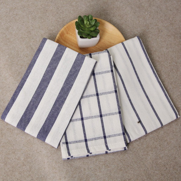 Lattice striped cotton table napkins placemat heat insulation dining table mat comfortable fabric table decoration W7946