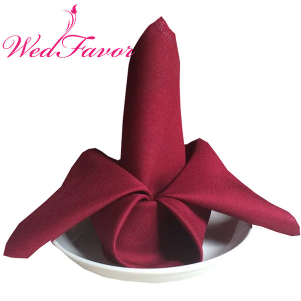 100pcs 45 x 45cm Burgundy Plain Polyester Table Napkins Linen Napkins Dinner Cloth For Hotel Banquet Wedding Decoration