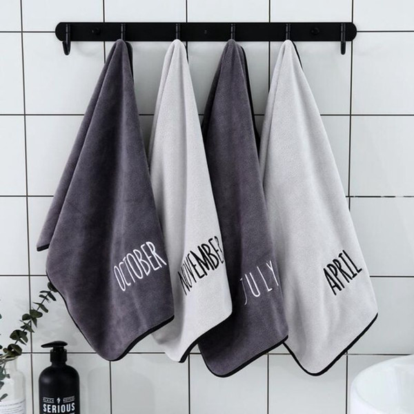 soft microfiber sport gym towels white embroidered monthly washcloth for face hand hair bathroom grey towel