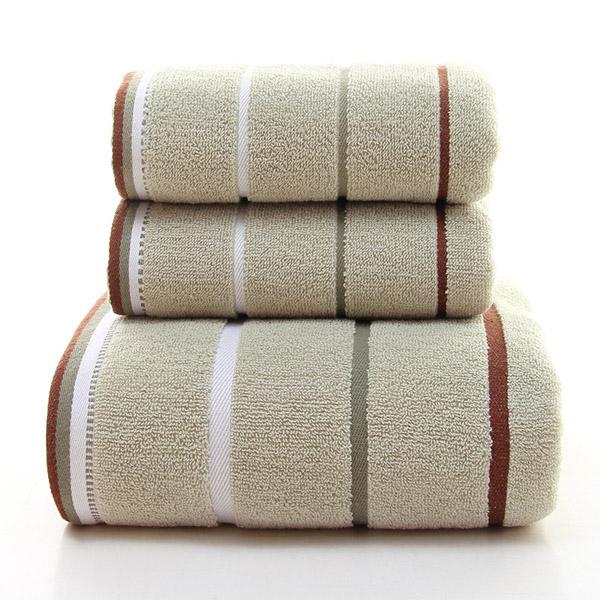 Good quality towel set cotton material one bath towel two face towels two size four colors soft simple elegant home travel adult use