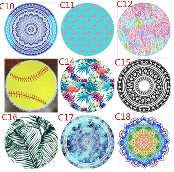 150cm Polyester Round Beach Towel Hippie Mandala tapestry Boho Hippie Indian Tablecloth Yoga Mat Sunscreen Shawl Wrap Indian Mat Picnic a809