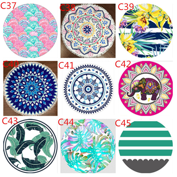 2018 Polyester Round Beach Towel Hippie Mandala tapestry Boho Hippie Indian Tablecloth Yoga Mat Sunscreen Shawl Wrap Indian Mat Picnic a809