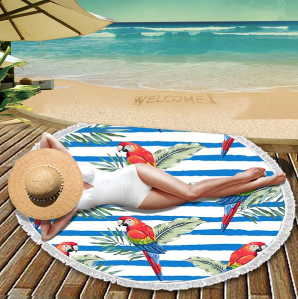 150*150cm Round Polyester Beach Shower Towel Blanket Yoga Towel Yoga Mat Sunscreen Shawl Wrap Indian Mat Picnic A807