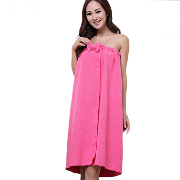 HELLOYOUNG Sexy Women Microfiber Bath Towel Robe Bathrobe Body Spa Bath Bow Wrap Towel Super Absorbent Bath Gown