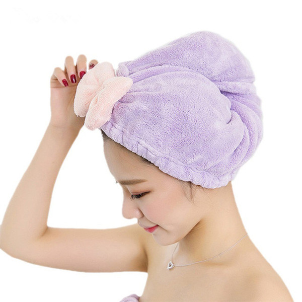 HELLOYOUNG Bowknot Women Bathroom Super Absorbent Quick-drying Bath Towel Hair Dry Cap Salon Towel 33x48cm