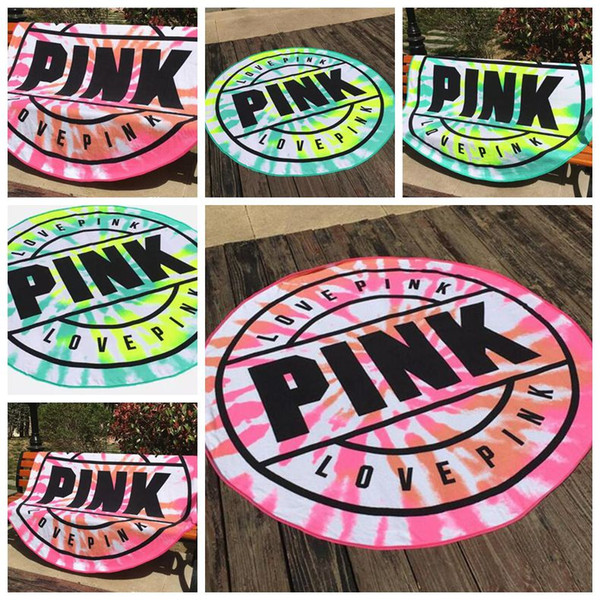 Pink Round Beach Towel Microfiber 160cm Absorbent Quick Drying Towels Swimming Bath Sports Towels Picnic Blanket Outdoor Mat Free Shipping