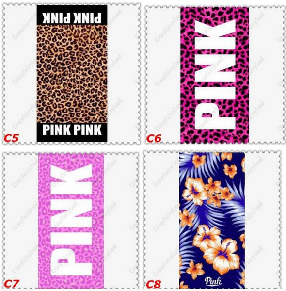 Pink Towel Summer 35*75cm Pink Letter Beach Towels Fitness Sports Towel VS Bath Towel Leopard Flower Swimwear Bathroom Towels 50pcs