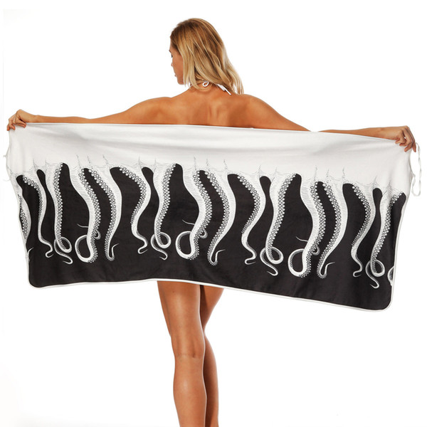 New Octopus Piano Print Beach Towel Sexy V-neck Shoulder-straps Swimming Towel Bikini Cover-up Body Wrap
