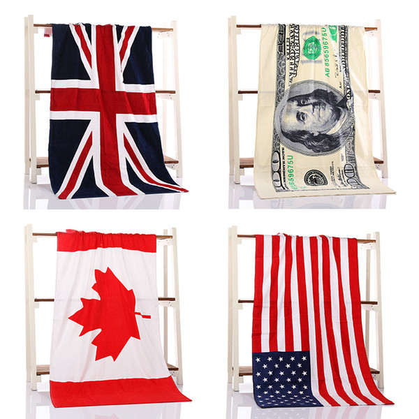 Pure Cotton Towel National Flag US Dollar Pattern Bath Towel Beach Towels 70 * 140 cm