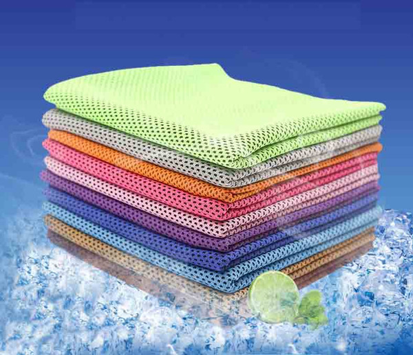 33*88CM Solid Color Double-deck Ice Towel Enduring Multi-use Instant Cooling Towel Heat Relief Reusable Sports Cold Towel 10 Colors