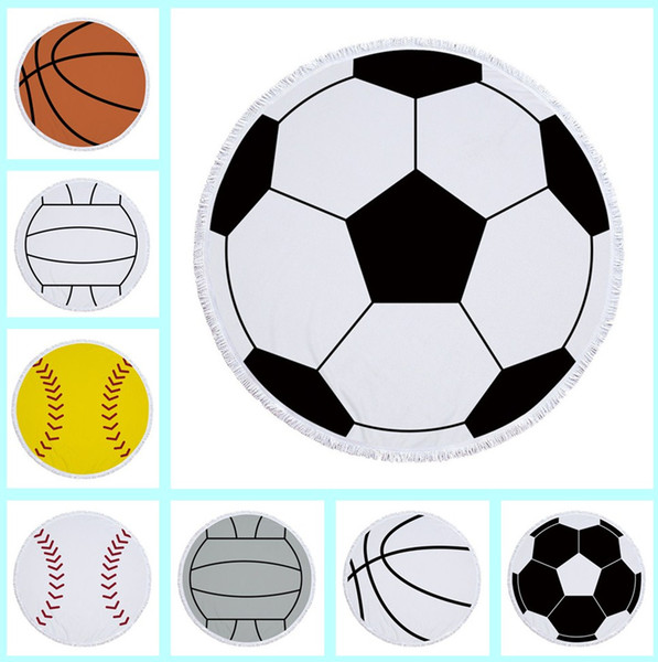 New Thick 500g Football Basketball Sports Beach Towel Round Tassel Thick Bikini Cover Ups Picnic Mat Bath Towel