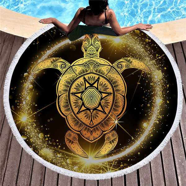 HM Life Microfiber Round Beach Towel With Macrame Luxury Black 150cm Large Round Beach Towel for Adults Beach Microfiber Towel