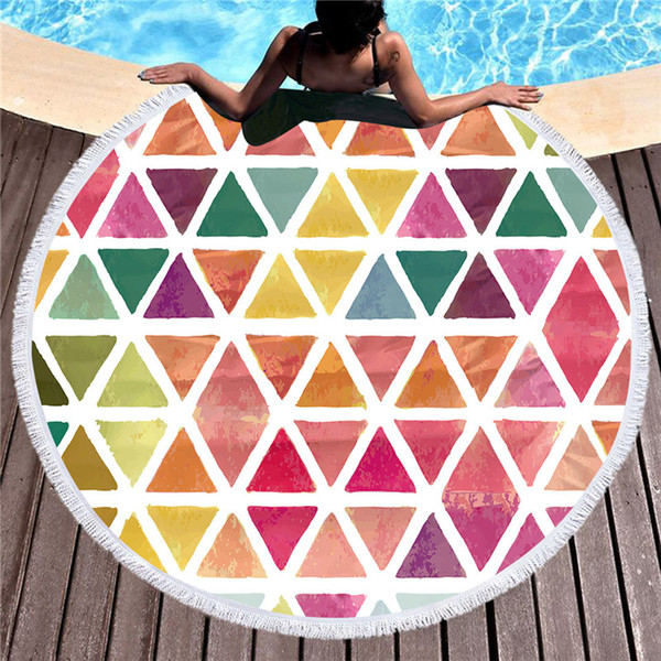 HM Life Colorful geometry Beach Towel Golden Blue Turquoise Tassel Tapestry Rock Quicksand Large Yoga Mat Toalla Blanket 150cm