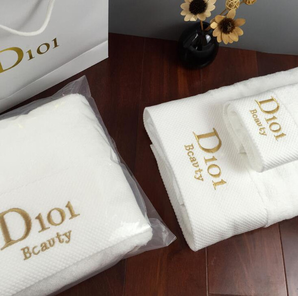 Best selling bath towels designer embroidered brand square towel beach towel and bath towel 3 piece 1 set cotton fabric soft comfortable.