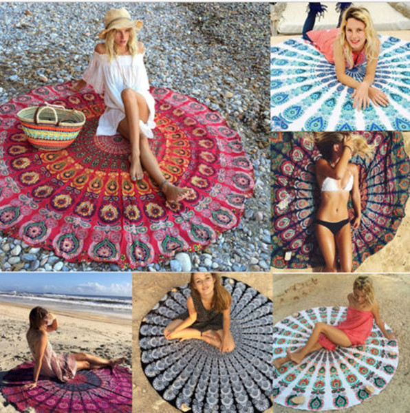 Round Mandala Beach Towels 18 Styles Chiffon Printed Hippy Boho Tablecloth Bohemian Beach Towel Covers Beach Shawl Wrap Yoga Mat