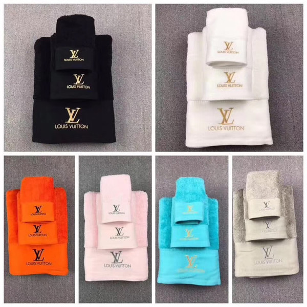 6 Color Classics Towel High Quality Cotton Embroidery Towel 3PCS Sets Hotel Bath Towel Suit With Gift Box