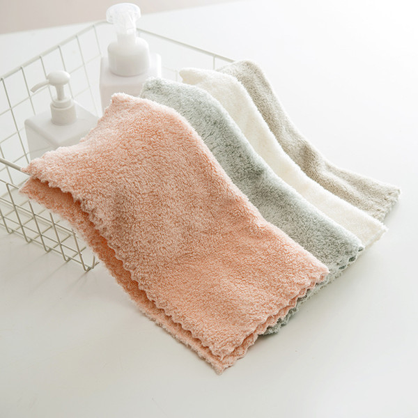 Coral Velvet Small Towel Nordic Style Thick Soft Wash Small Square 30*30cm Travel Portable Children Towel 300GSM Four Colors Options