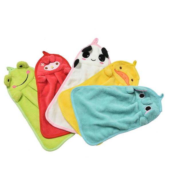 1Pcs New Hand Towel Hang Towel Cartoon Coral Fleece For Kids Wholesale 5Colors