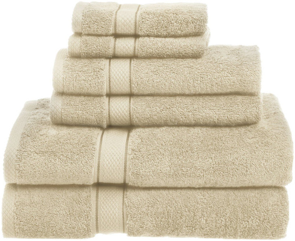 725 Gram 100 % Egyptian Cotton 6 Piece Cream Bath Hand Washcloths Towel Set