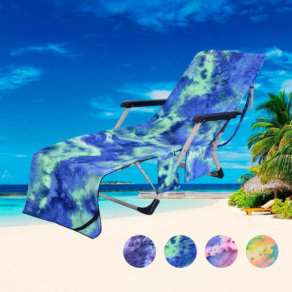 Microfiber Beach Towels Beach Sun Lounger Mats Chair Covers with Side Pockets Colorful Bath Towel Yoga Mat 4 Designs Optional YYW2962