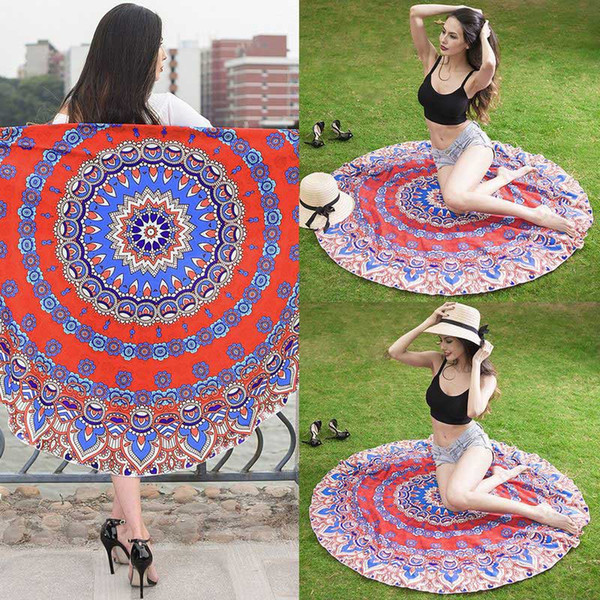 1 Piece New 2018 Summer Round Chiffon Outdoor Camping Mat General Travelling towel Picnic Mats family need