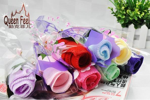 FG231 Free shipping Wholesale-20pcs/lot wedding cute rose towel,promotional gifts,gift towel promotion